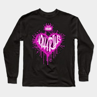 Aquarius Graffiti Airbrush Zodiac Astrology Birthday Long Sleeve T-Shirt